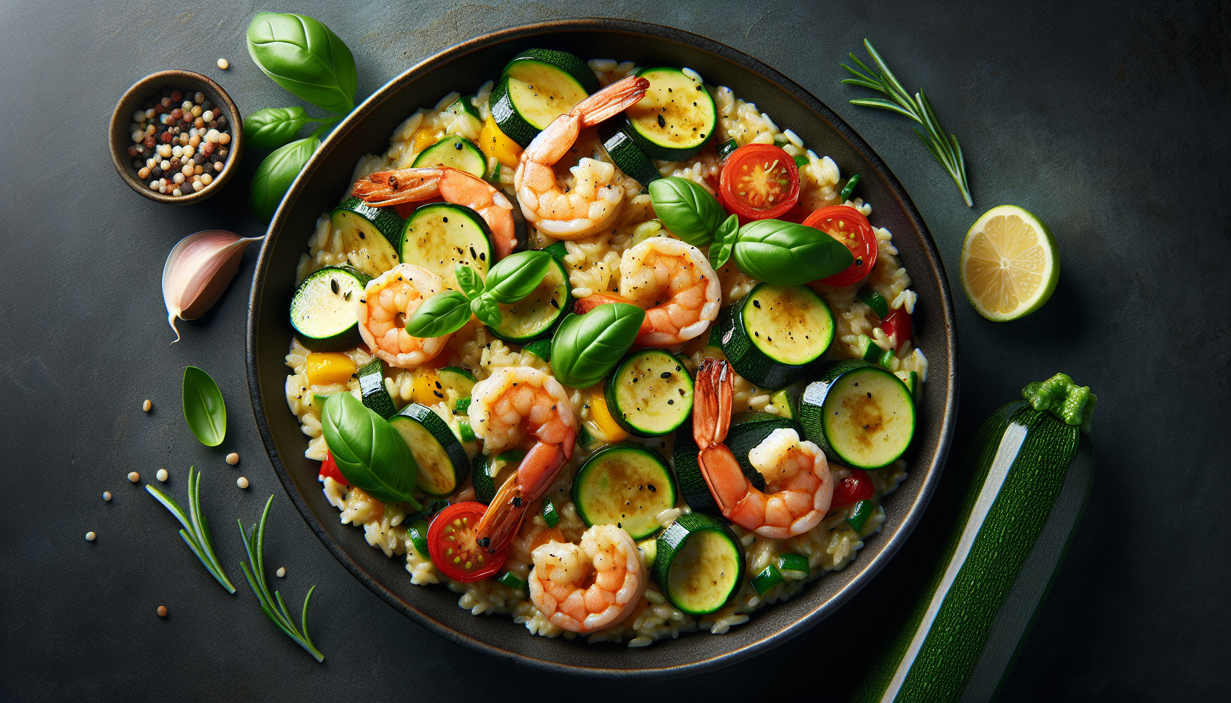 risotto con gamberetti e zucchine